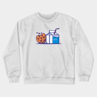 Milk Box And Chocolate Cookies Cartoon Vector Icon Illustration Crewneck Sweatshirt